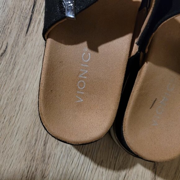 Vionic Brandie Platform Slide Sandal in Black Textile SZ 9 - Picture 4 of 6